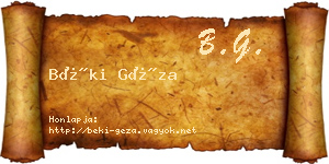 Béki Géza névjegykártya